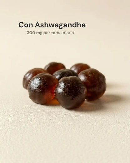 Gominolas de Ashwagandha de NurVita, color ambar, 300 mg por toma diaria