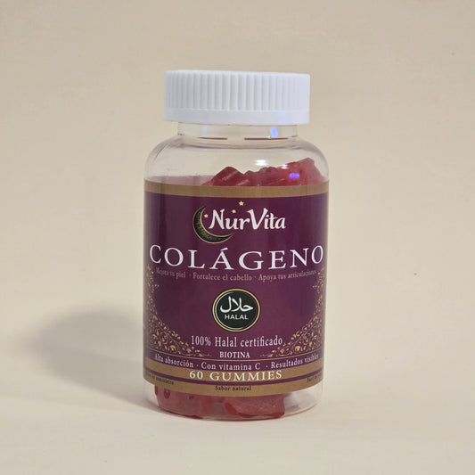 Gummies de colágeno halal NurVita, bote de 60 unidades, sabor fresa